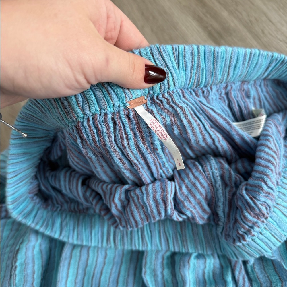 Free People Lightweight Striped Lounge Pants in Aqua Blue - Picture 2 of 3